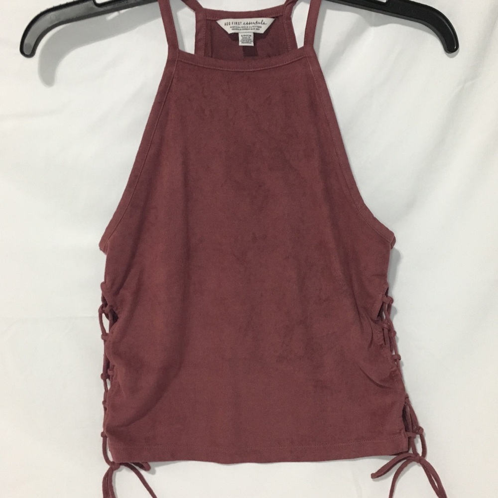 High neck lace up top